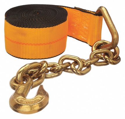 Winch Straps with Chain Extension Grab-Hook Ends