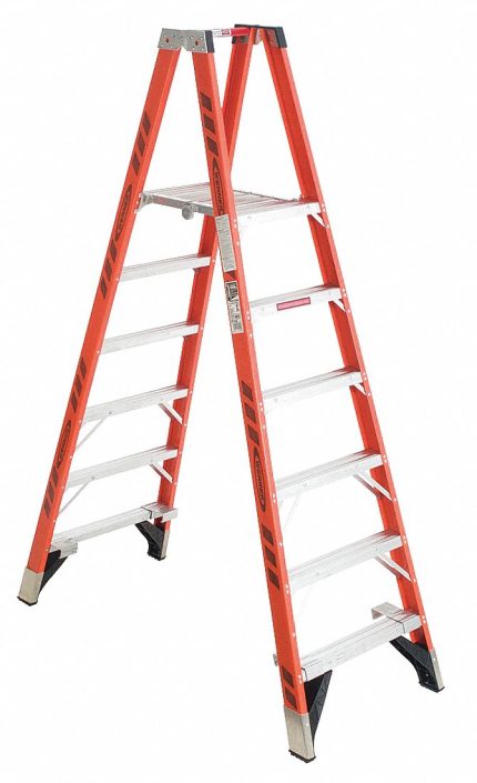 Non-Conductive Fiberglass Twin-Platform Stepladders