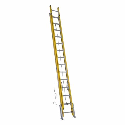 Leg Leveling Non-Conductive Fiberglass Extension Ladders
