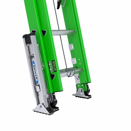 Safety Line Equipped Non-Conductive Fiberglass Extension Ladders
